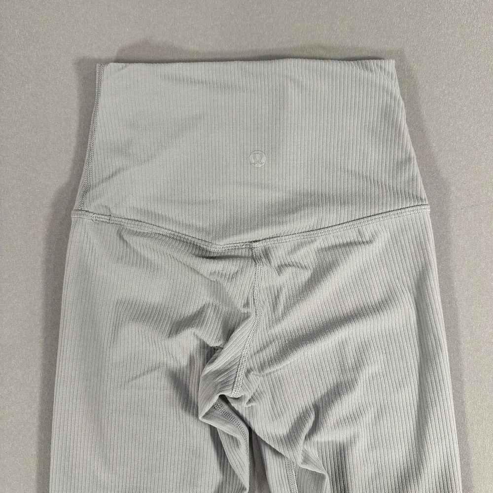 Lululemon Leggings Womens 0 Gray High Rise Ankle Ribbed Nylon Spandex Yoga Gym